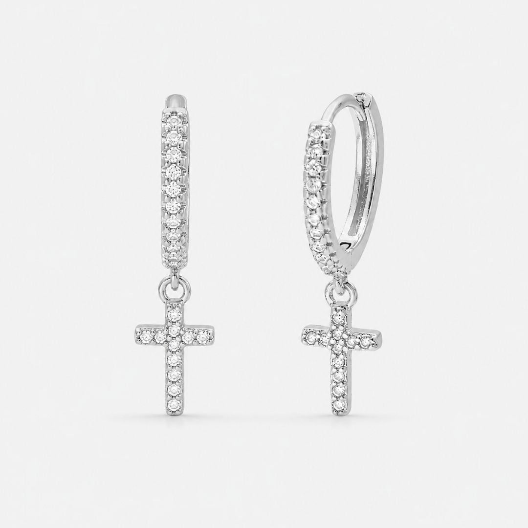 boucle-oreille-argent-femme-croix-pendante