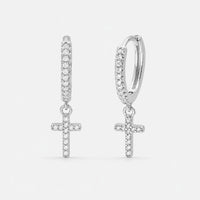 boucle-oreille-argent-femme-croix-pendante