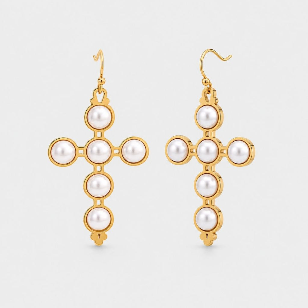 boucles-oreilles-croix-perles-pendantes